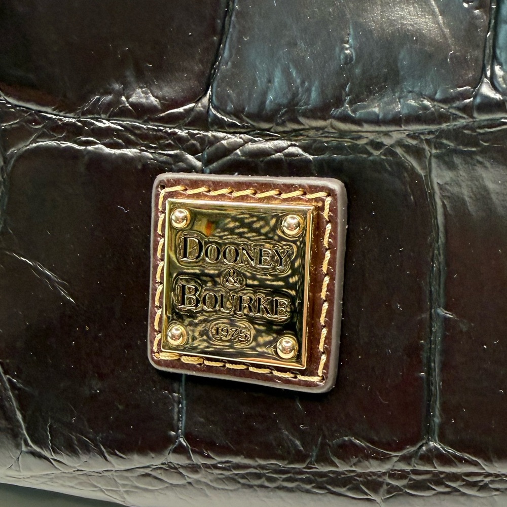 Dooney & Bourke Oakdale Brenna Satchel Croc Embossed Leather Espresso Handbag - Picture 10 of 14